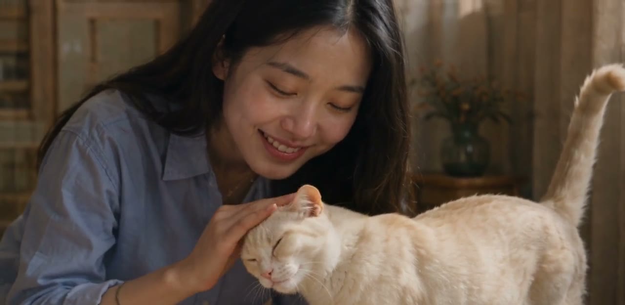 猫咪在窝垫上休息，设备记录生命体征